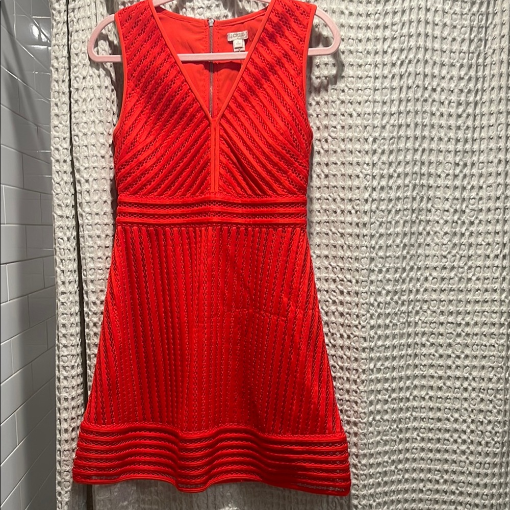 J. Crew women dress size 6P- back step in zipper lined -orange